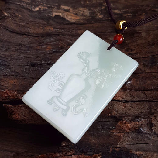 【天然正品】天然青海老料细腻一级白油润度佳平安如意无事牌和田玉吊坠项链中性210925NJS23现售价：1880 商品图3