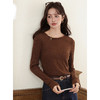 【6折秒杀】鹿向南「秋日咖啡」咖啡棕色长袖T恤女2025秋季新款显瘦内搭上衣 商品缩略图0