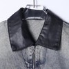 9276SDSA男士秋冬新款痞帅男装美式潮牌拼皮翻领牛仔外套街头时尚百搭 商品缩略图2