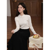 鹿向南「白荷凝露」国风米白色针织衫女秋洋气新中式盘扣长袖上衣 商品缩略图4