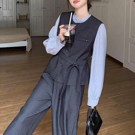 裁缝学苑AH75无袖马甲阔腿裤子套装纸样女装通勤两件套装样板图纸 商品图4