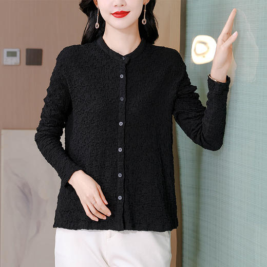 出口法国品牌外贸尾单妈妈时尚高级感长袖衬衫打底衫春秋短外套女 商品图1