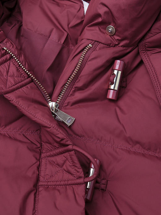 【冬季保暖神器】复古酒红色短款羽绒服女 连帽不可拆卸 90 白鸭绒填充 宽松显瘦面包服 防风抗寒外套 商品图2