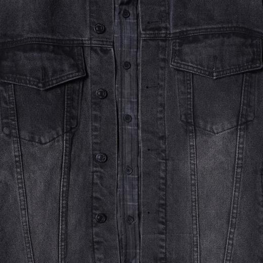 8038SDSA男士秋冬新款痞帅男装格纹牛仔拼接翻领假两件纽扣外套百搭夹 商品图3