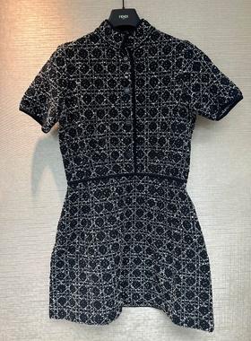 女款短袖菱格连衣裙010