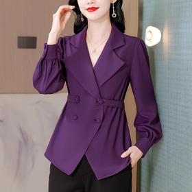 XMZ1054西装领收腰衬衫女士秋装2025新款别致洋气长袖小衫不规则气质上衣