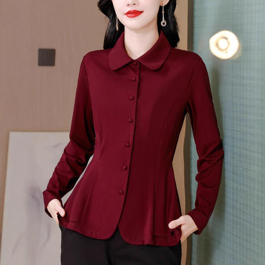 XMZ1068时尚收腰雪纺衬衫女士长袖秋装新款洋气质衬衣小个子修身短款上衣 商品图2