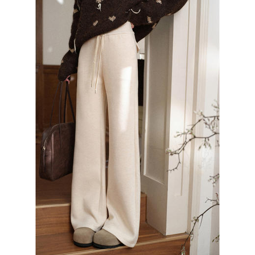 鹿向南「情书未封」米白色直筒休闲裤女秋季显瘦垂感宽松显瘦长裤 商品图0