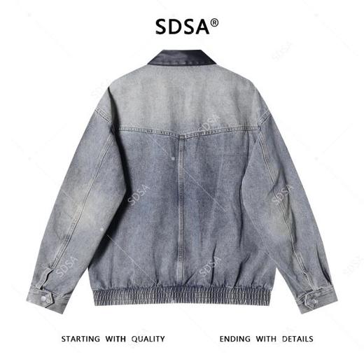 9276SDSA男士秋冬新款痞帅男装美式潮牌拼皮翻领牛仔外套街头时尚百搭 商品图5