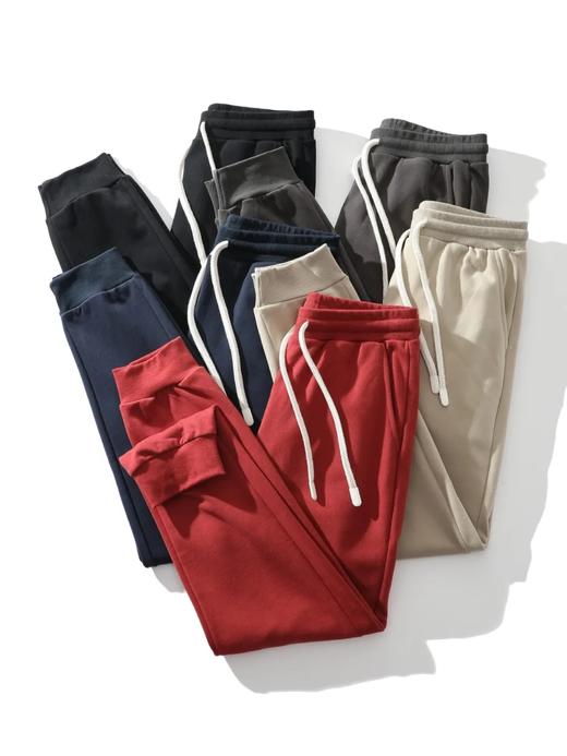 D100403舒美绒棉内里科技抓绒休闲裤纯色螺纹束脚口保暖运动卫裤 商品图0