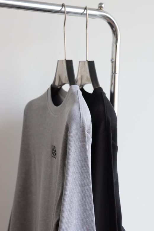 LOE 小罗 高弹宽松螺纹长袖T恤 CX223 商品图6