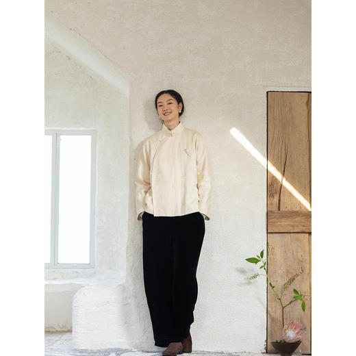 牧衣游原创 棉麻棉衣女冬季新款蓬松保暖古朴高领棉服 秦桑曲厘 商品图2