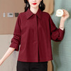 XMZ1074红色翻领长袖衬衫女2025年秋季新款通勤时尚气质宽松显瘦短款上衣 商品缩略图1