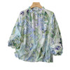 丁摩 淡紫和青绿 朦胧花卉印花 桑蚕丝棉 圆领衬衫女5ZF-33343 商品缩略图4