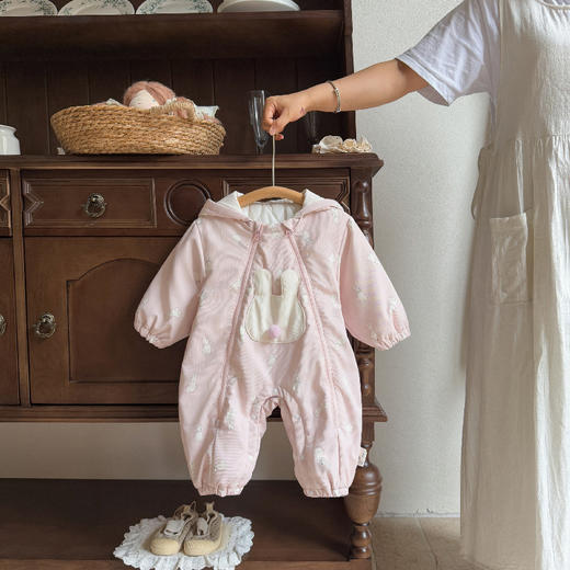 【暖心陪伴连体衣！守护宝宝每一刻】婴儿衣服秋冬季夹棉女宝宝连体衣深秋加厚女婴幼儿外出服哈衣爬服。hb 商品图2