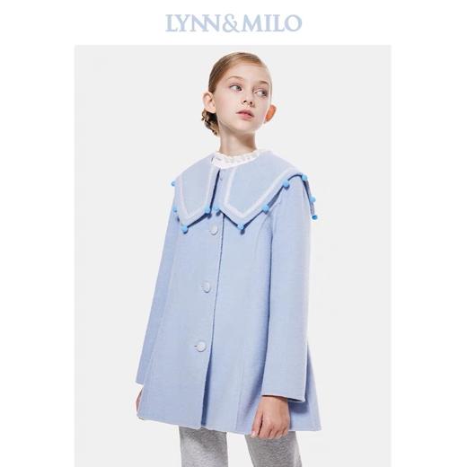 【春上新】8楼琳麦罗 LYNN&MILO 蓝色双面呢八字绣翻领A摆大衣 商品图1