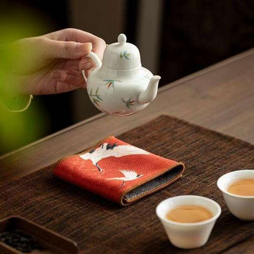 双鹤茶巾茶布茶桌毛巾抹布彩绘中式吸水国风加厚 商品图1