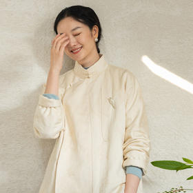 牧衣游原创 棉麻棉衣女冬季新款蓬松保暖古朴高领棉服 秦桑曲厘