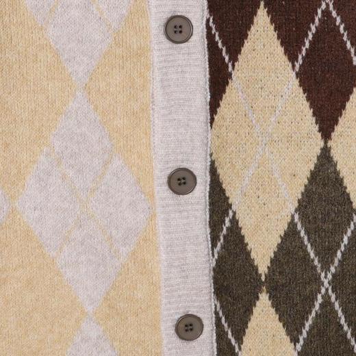 91302SDSA秋冬新款痞帅男装韩版撞色菱形格纽扣圆领毛衣百搭开衫针织衫 商品图2