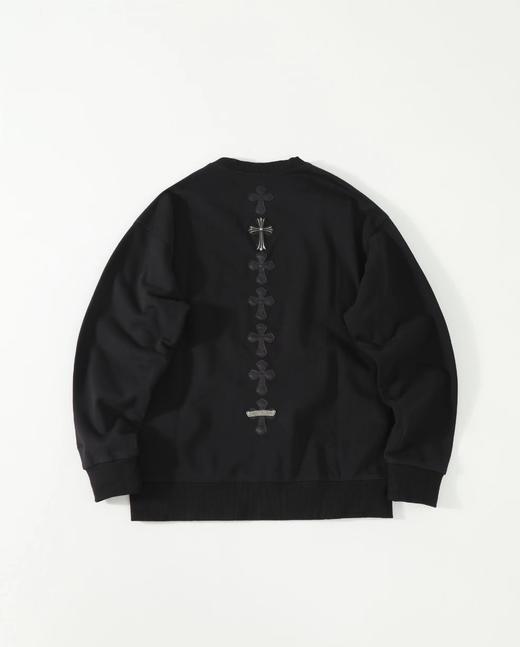 D100405高克重全棉水洗圆领贴皮十字架卫衣 商品图1