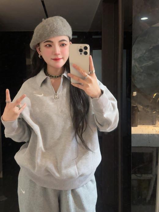 耐家翻领加绒长袖卫衣 男女同款  杏 黑 灰色（FZ3208） 商品图1