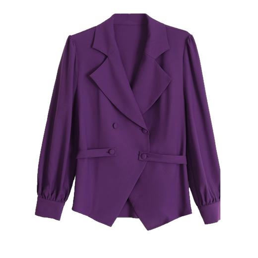 XMZ1054西装领收腰衬衫女士秋装2025新款别致洋气长袖小衫不规则气质上衣 商品图4