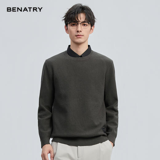 贝纳川2025新品假两件衬衣领毛衣ECT416004 商品图0