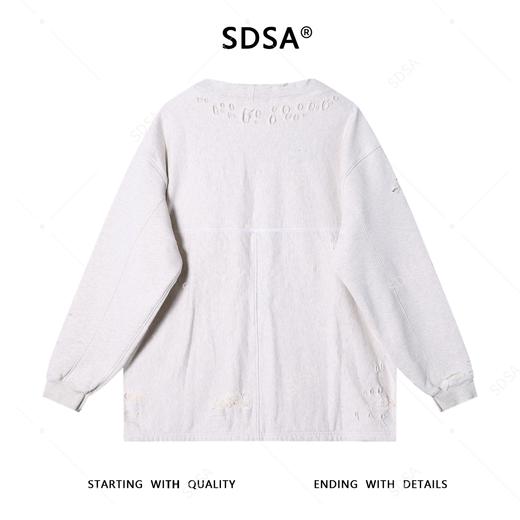SDSA男士秋冬新款痞帅男装简约时尚磨破拉链V领卫衣外套百搭宽松 商品图5