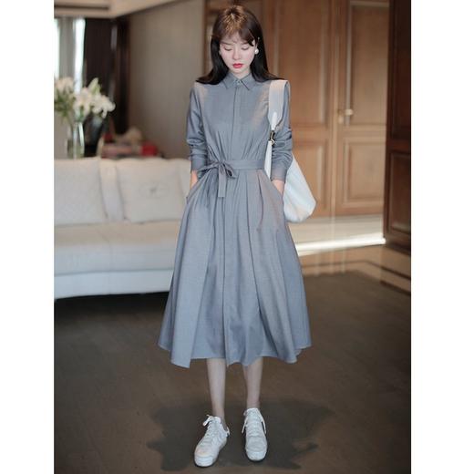 丁摩 西装打底连衣裙中长款减龄气质春秋季高品质衬衫裙5ZF-15478 商品图2