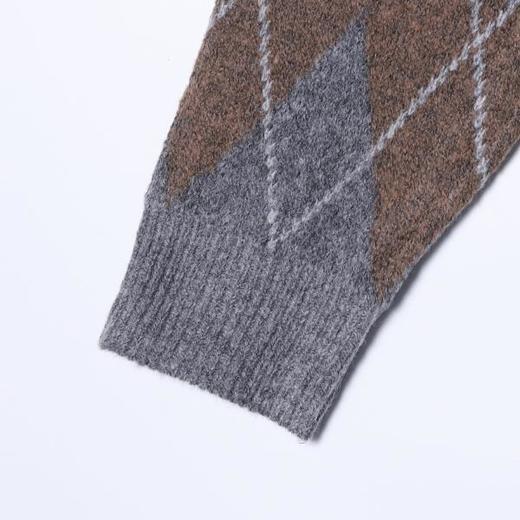 91302SDSA秋冬新款痞帅男装韩版撞色菱形格纽扣圆领毛衣百搭开衫针织衫 商品图4