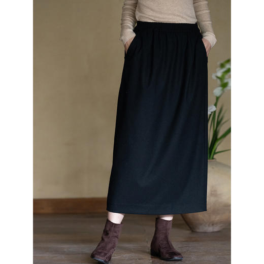 牧衣游原创 进口澳毛毛呢半裙黑色 限量福利款 渡边不支持会员折 商品图3