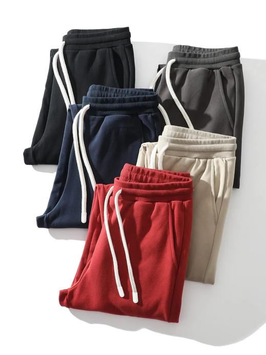 D100403舒美绒棉内里科技抓绒休闲裤纯色螺纹束脚口保暖运动卫裤 商品图2