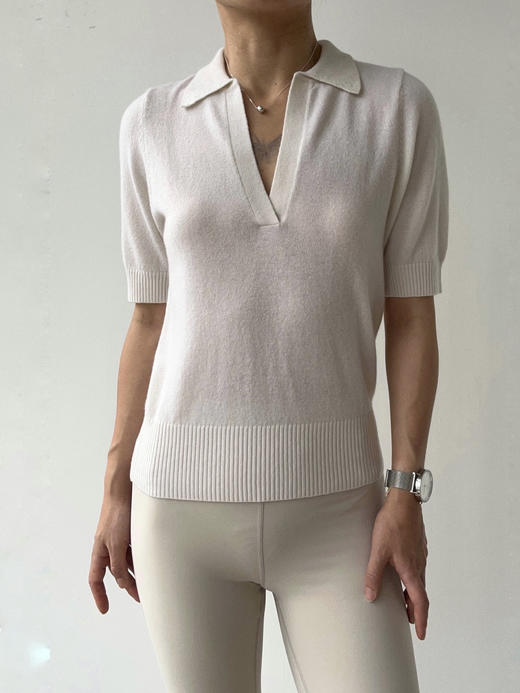 Puree｜#1975 Cashmere summer polo 羊绒polo领短袖上衣 [  白 / 灰 / 蓝  ] 商品图10