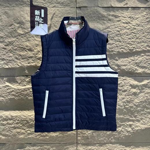 D100423男装立领绗缝羽绒马甲新款温暖时尚拉链羽绒背心 商品图3
