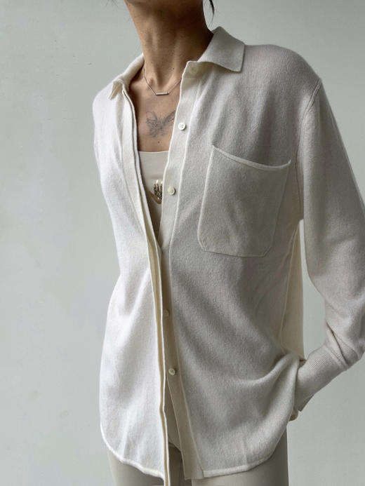 Puree｜#1968 Long Shirt 羊绒长衬衫 [  白 / 驼 / 灰  ] 商品图11