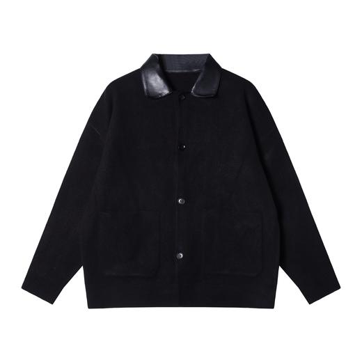 M056SDSA秋冬新款痞帅男装时尚拼色翻领针织衫百搭慵懒风毛衣外套宽松 商品图1