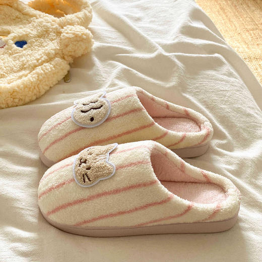 【GZ】无忧购49元2件小猫鱼头休闲萌萌卡通刺绣毛茸茸轻便平底棉拖鞋（截单后7天发货) 商品图4