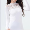 丁摩 蕾丝上衣女长袖秋冬新款大码女装半高领网纱内搭打底衫洋气衫5ZF-2510 商品缩略图1