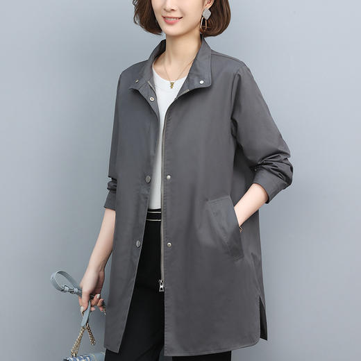 丁摩 大码女装短款洋气薄款风衣外套女士上衣新款5ZF-8205 商品图2