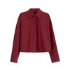 XMZ1074红色翻领长袖衬衫女2025年秋季新款通勤时尚气质宽松显瘦短款上衣 商品缩略图4