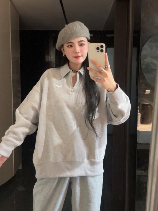 耐家翻领加绒长袖卫衣 男女同款  杏 黑 灰色（FZ3208） 商品图2