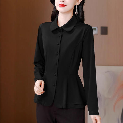 XMZ1068时尚收腰雪纺衬衫女士长袖秋装新款洋气质衬衣小个子修身短款上衣 商品图1