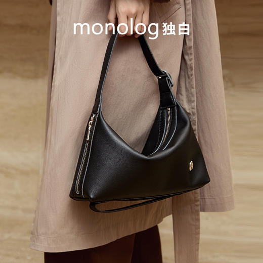 独白X卡拉羊 超轻随性通勤百搭时尚单肩包Hobo包D4061 商品图1