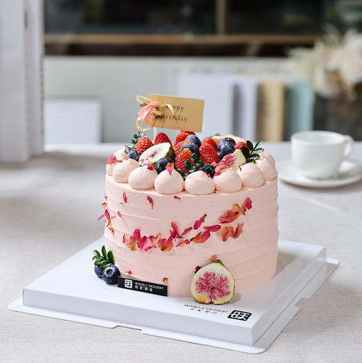 【草莓玫瑰花瓣款】-新鲜芒果与百利脆脆片夹心，有进口动物淡奶油和混合乳脂奶油可选 商品图0