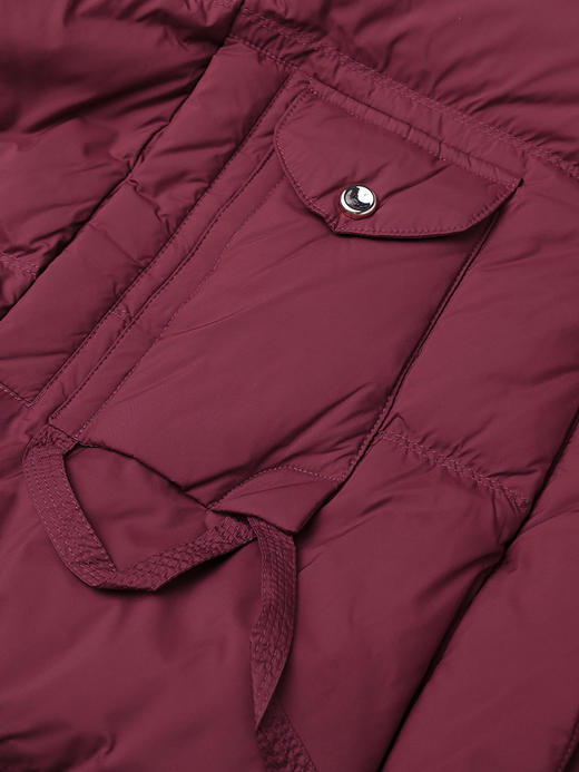 【冬季保暖神器】复古酒红色短款羽绒服女 连帽不可拆卸 90 白鸭绒填充 宽松显瘦面包服 防风抗寒外套 商品图3