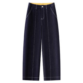 丁摩 丹宁蓝哈伦牛仔裤女春秋季高腰显瘦窄版九分弯刀裤5ZF-87002