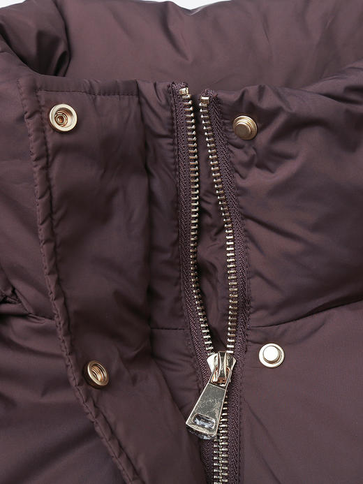 深棕色长款羽绒服女 连帽可拆卸 冬季加厚保暖宽松过膝面包服外套 商品图2