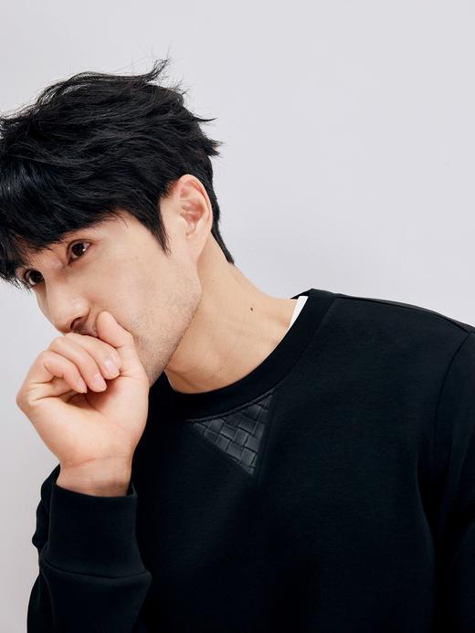 男士B家同款重磅AIR空气层编织拼皮卫衣 商品图3