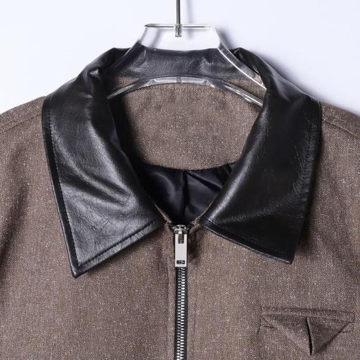 SDSA男士秋冬新款痞帅男装设计师撞色翻领拉链夹克倒三角时尚外套 商品图2