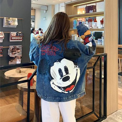 丁摩 米奇印花牛仔外套女春秋宽松夹克港风牛仔衣服蓝色5ZF-898 商品图1
